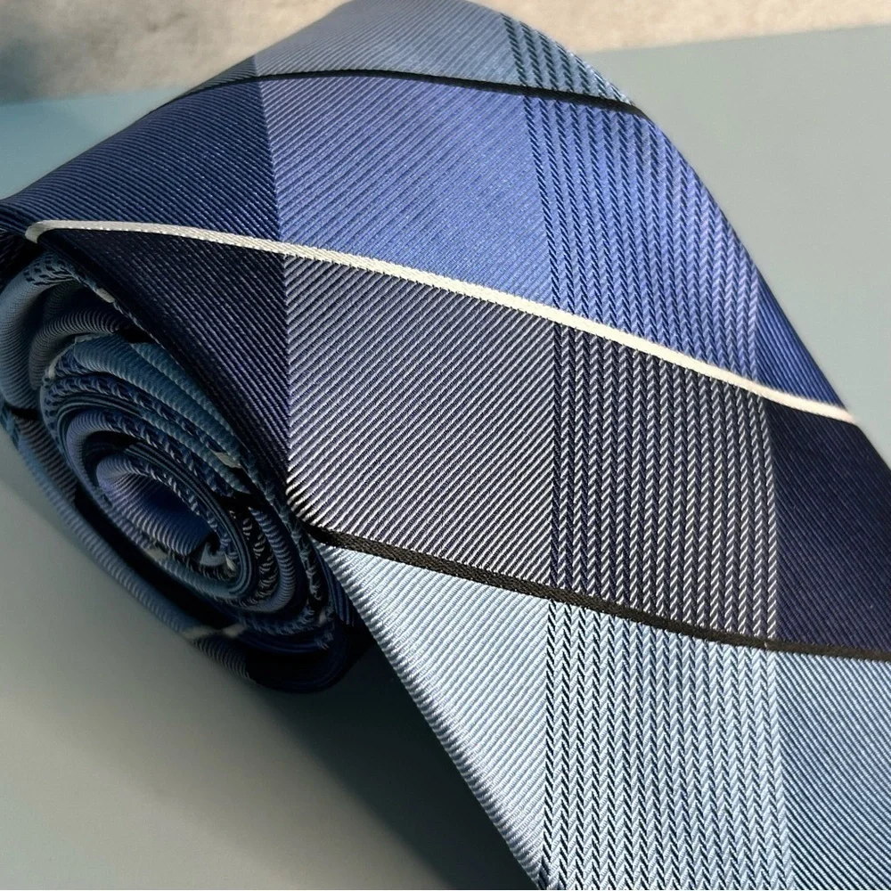 Kenneth Cole Navy and Light Blue Checkered 59” Tie